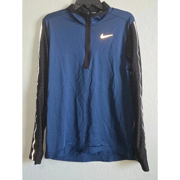 Nike Running Wild Run Element 1/4 Zip Pullover Mens sz S Blue/Black Reflective - Picture 1 of 8